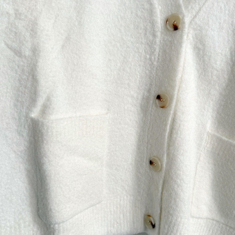 Tuckernuck Pippa Cardigan White Puff Shoulder Wool Mohair Blend Sweater XXL NWT - Picture 3 of 10